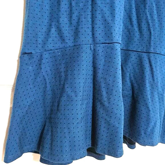J. Jill Ponte Oxford Blue Black Polka Dot Ruffle Flounced Dress, Medium - Picture 5 of 8